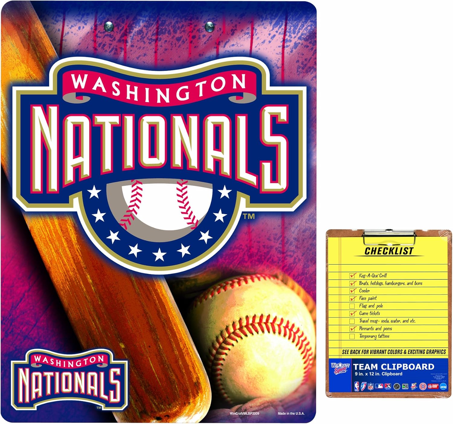 MLB Washington Nationals Clip Board Sports Fan Notepad