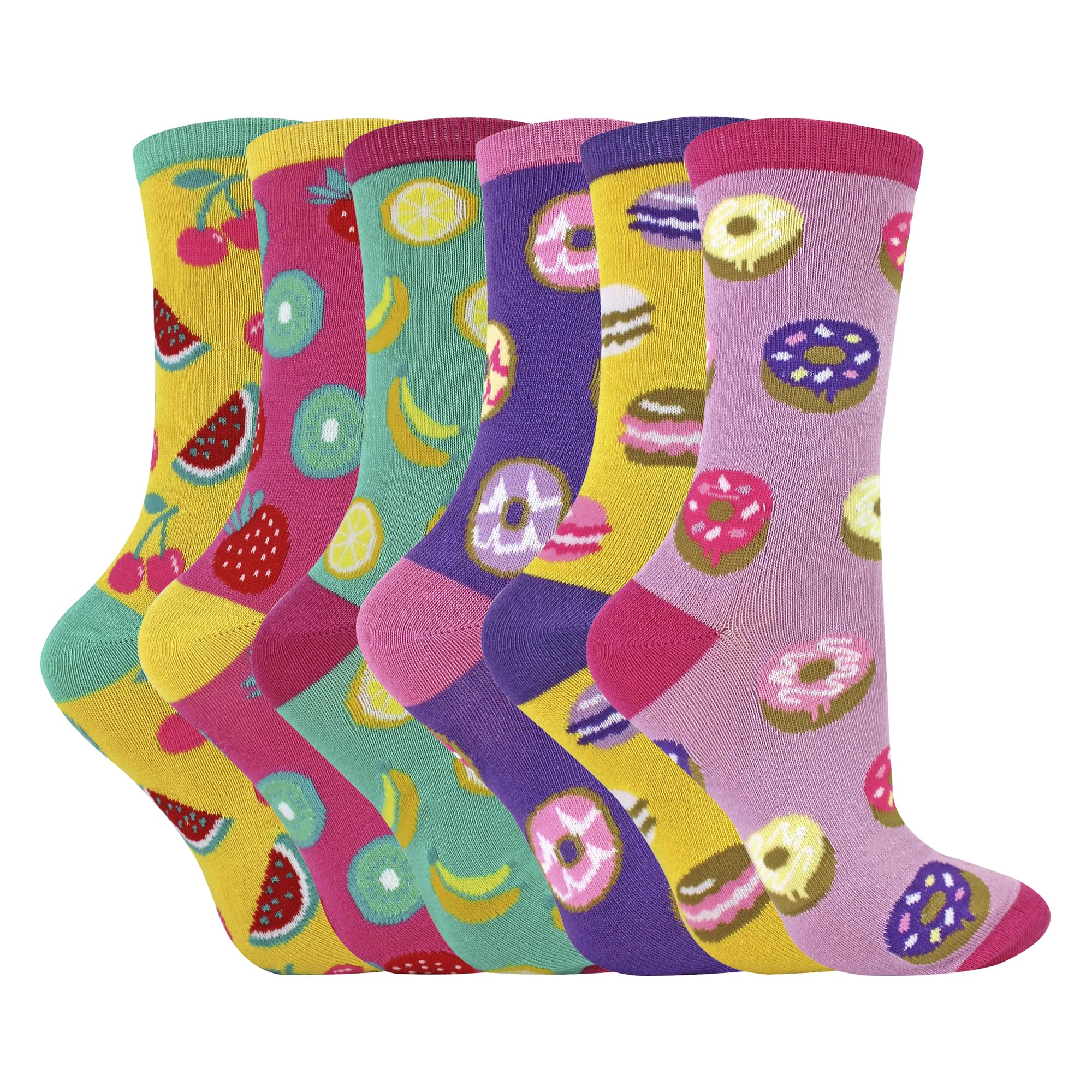Sock Snob Unisex Assorted 6 Pack Ladies Novelty Food Design Bamboo Socks