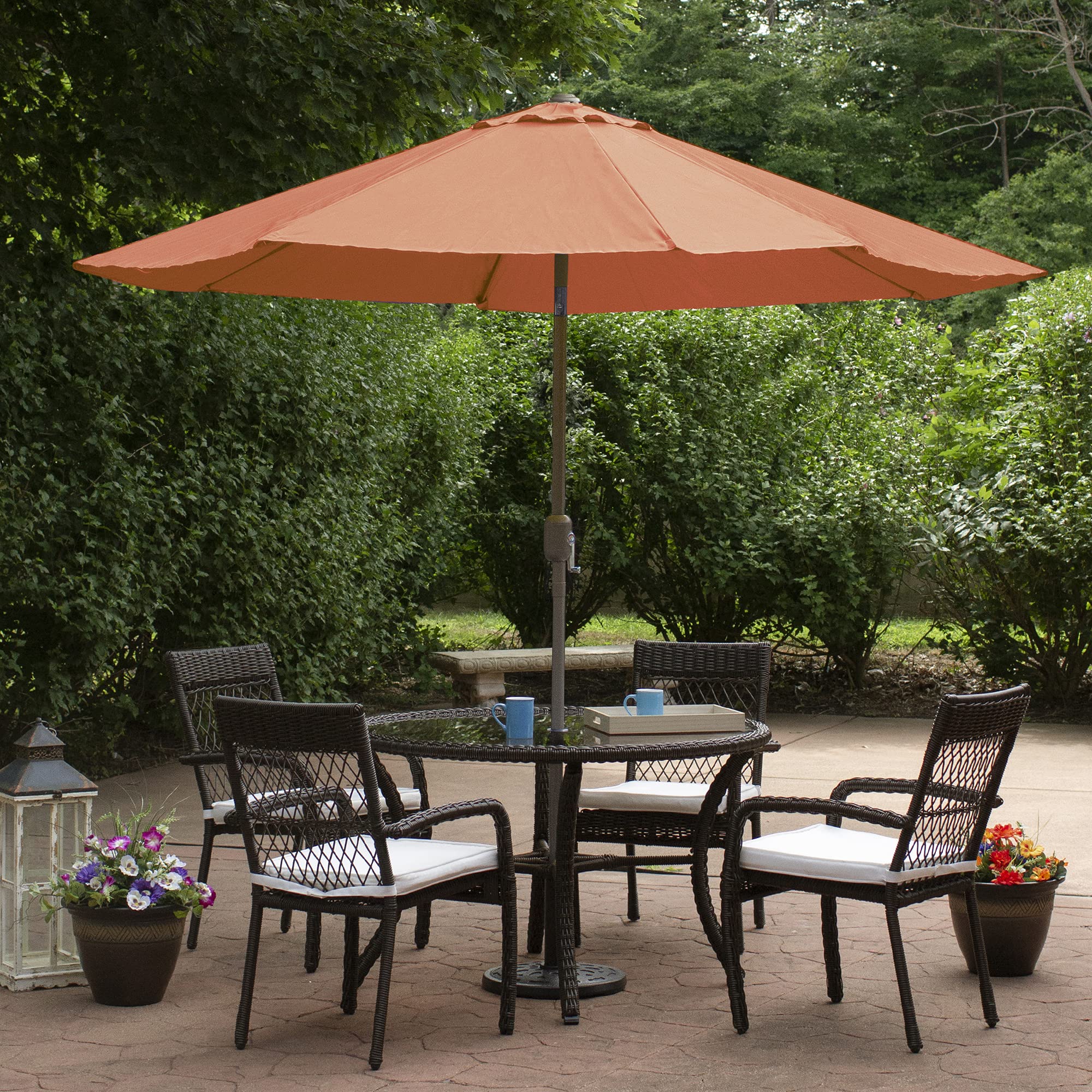 Northlight 9ft Outdoor Orange Patio Umbrella with Hand Crank and Tilt