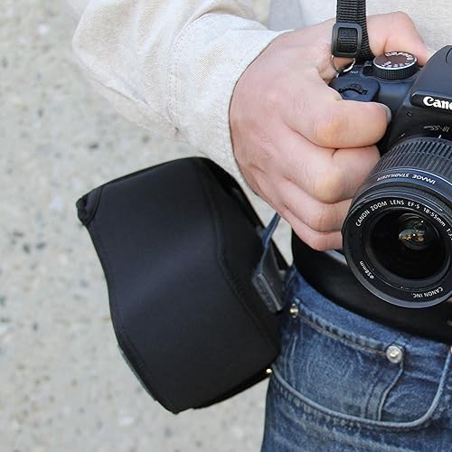 Miniatura 5 de USA Gear Funda para cámara DSLR con almacenamiento de accesorios con cremallera, neopreno flexible y trabilla para cinturón, compatible con Canon,