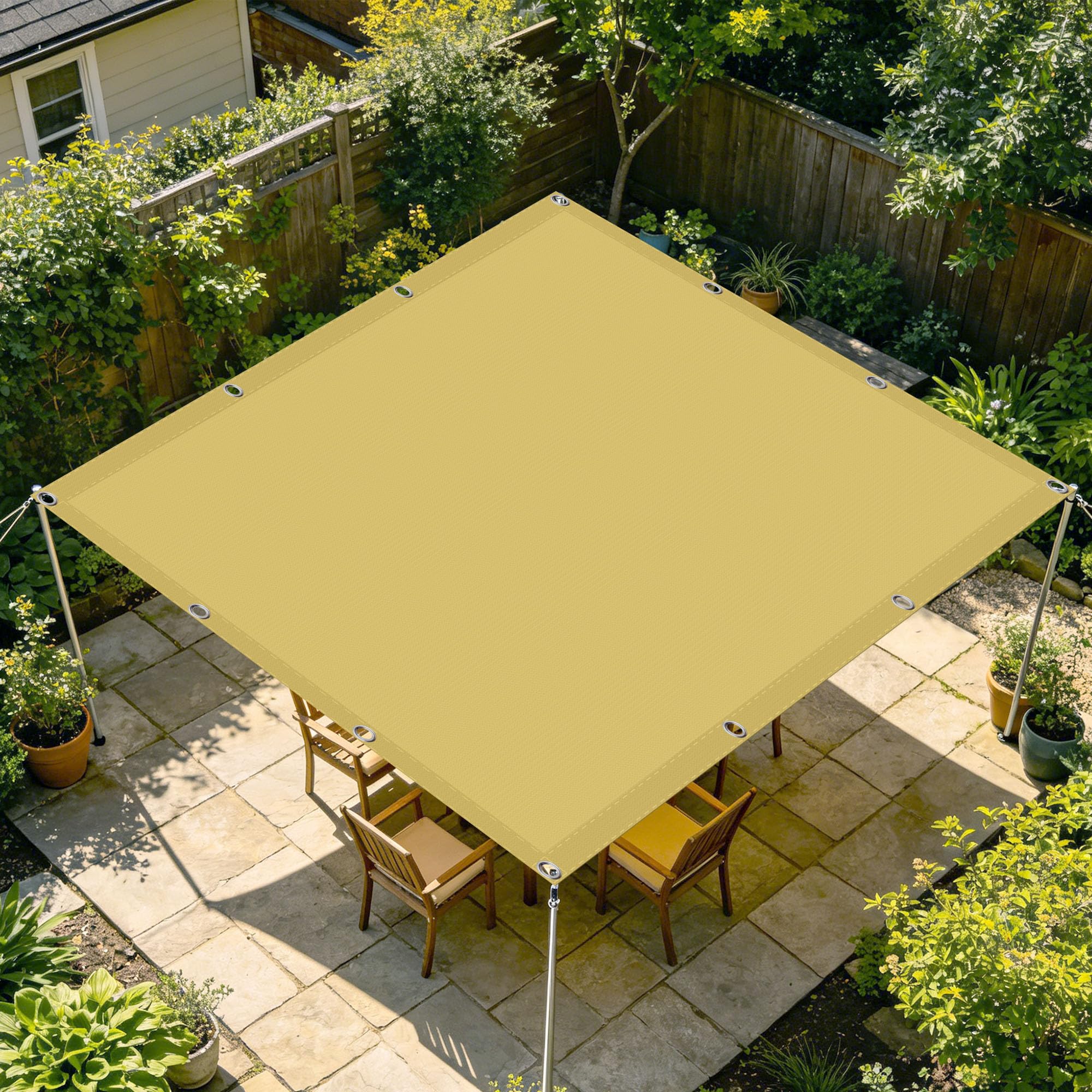 Voiles d'ombrage imperméable 120x550 cm sable pour balcon et terrasse
