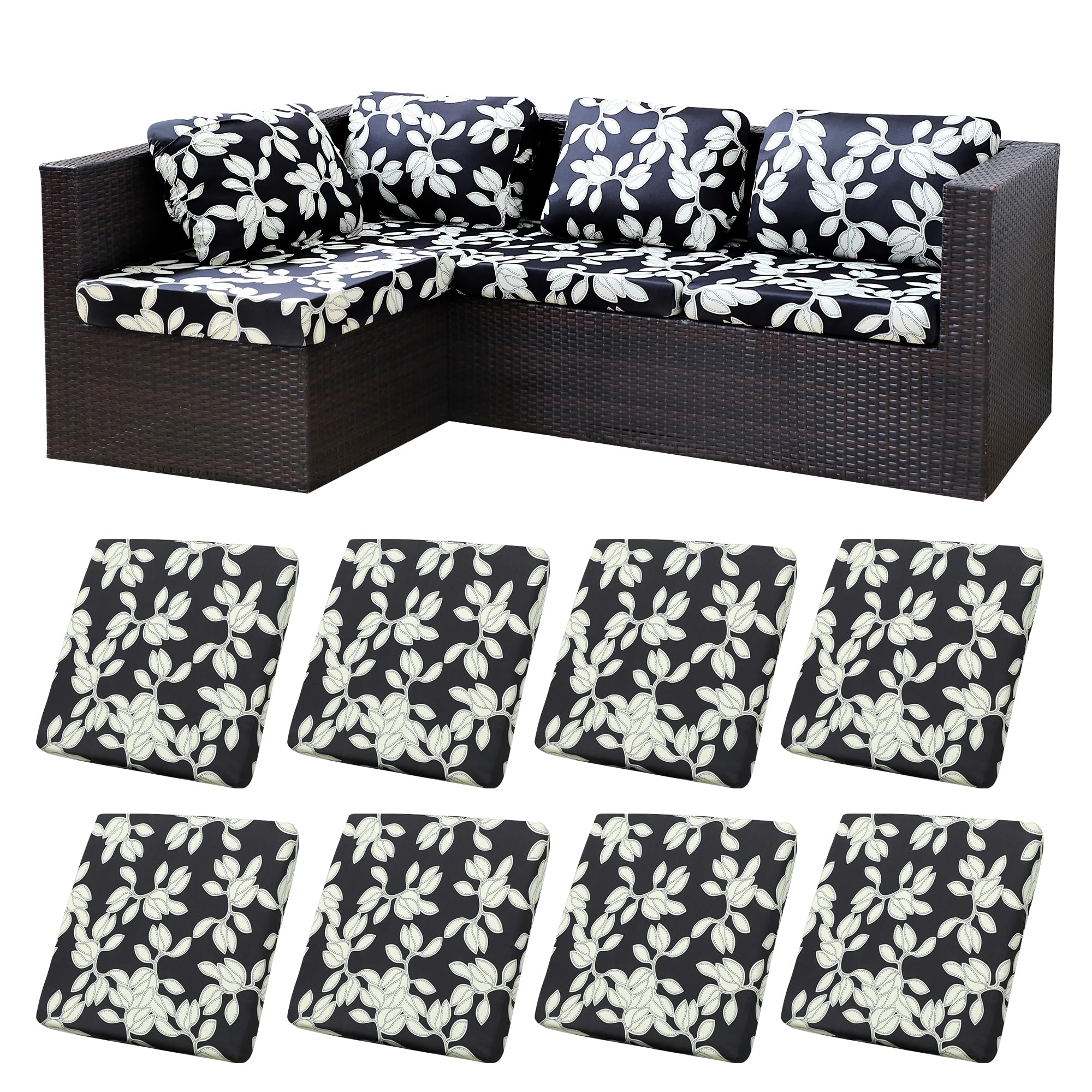 8 Pcs Outdoor Cushion Covers, Patio Sofa Cushion Covers Replacement