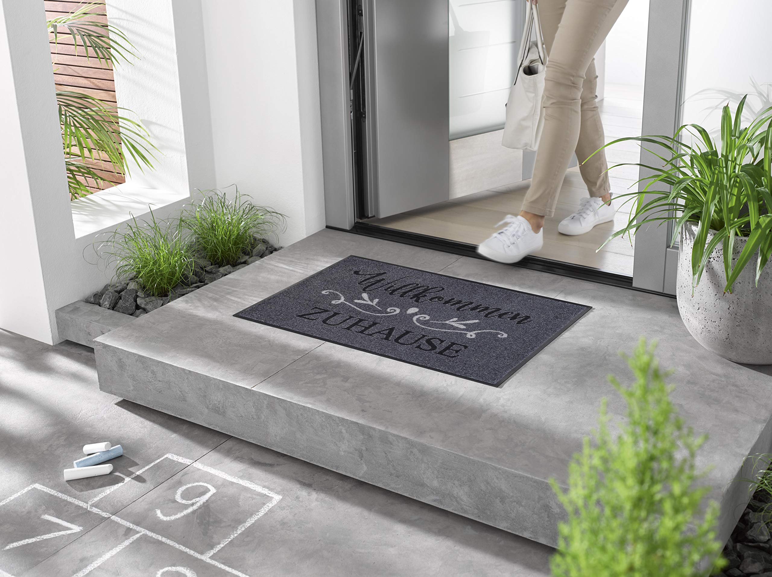 Wash+dry Fußmatte Chalky Home – Waschbar, Bunt, Für Innen & Außen, 50x75 Cm