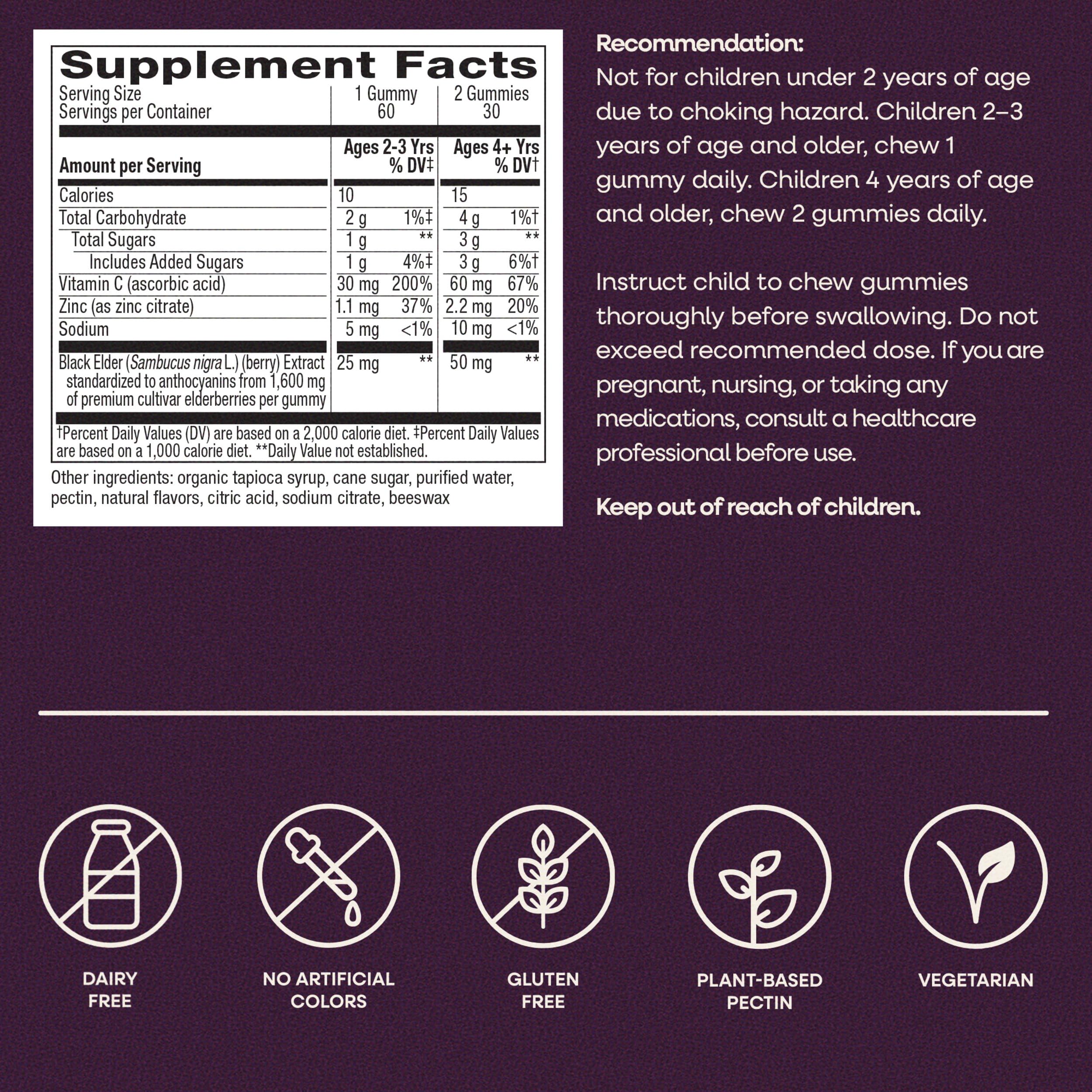 Nature's Way Sambucus Kids Elderberry Immune Gummies, Ages 2+, 60 ct — Amazon image 7