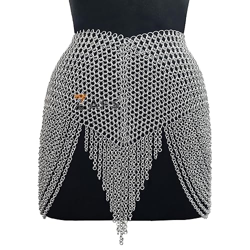Handmade Chainmail Skirt for Women & Girls Lightweight Medieval Aluminum Chainmail Skirt for LARP Renaissance Fair Costume Festival Wear (Women's Waist Size 28 Inches) - Women's Waist Size 28 Inches