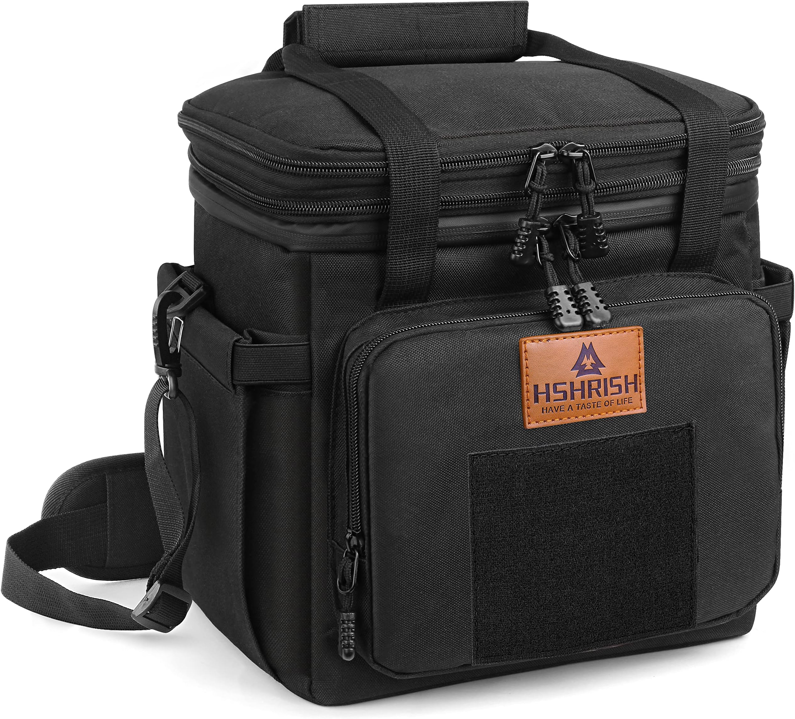 HSHRISH Tactical Lunch Box for Men, Large Expandable Insulated Lunch Bag, Durable Waterproof Leakproof Cooler Bag for Adults/Work Office Outdoor Picnic Hiking Camping, 20 Can/ 15 L, Black,