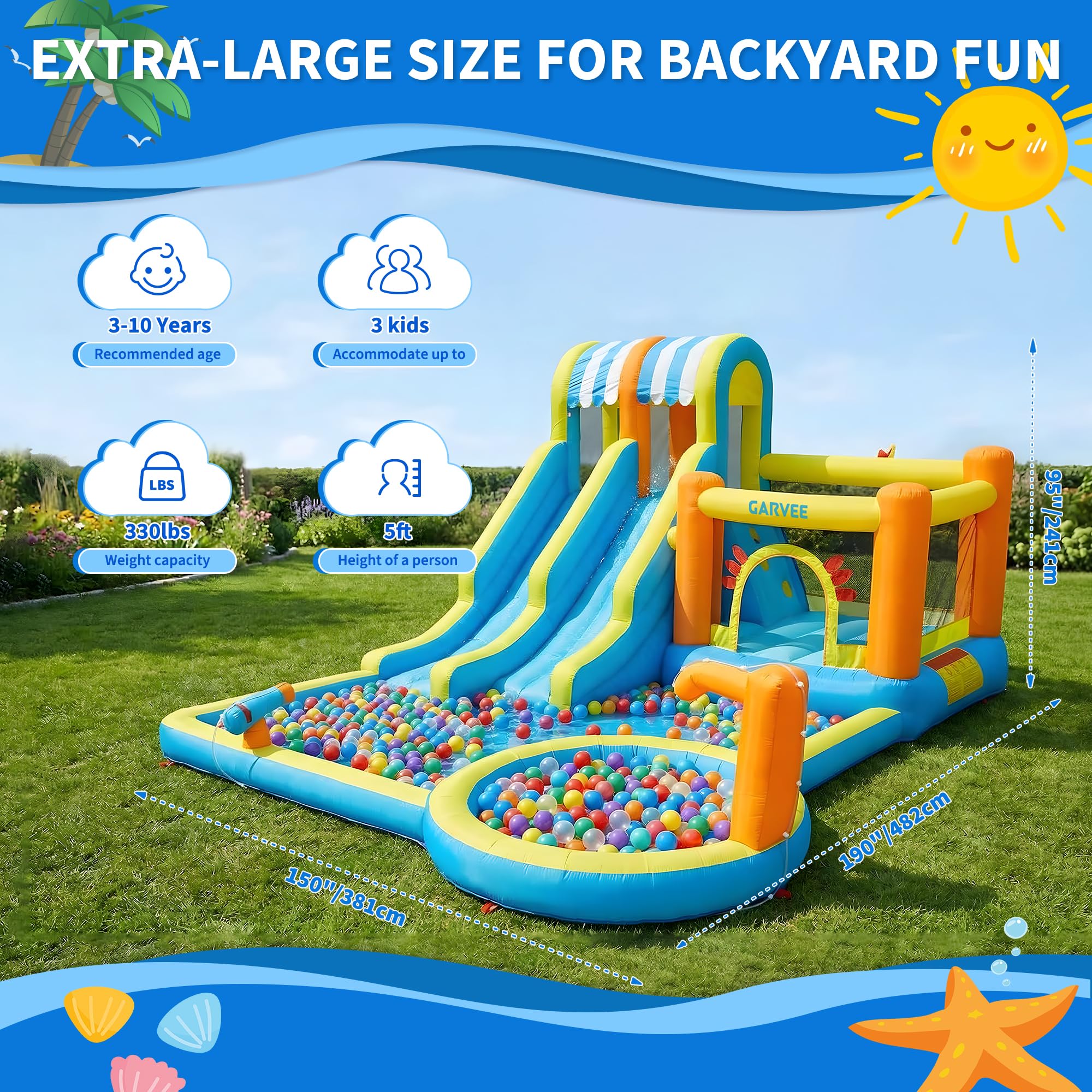 Castello Gonfiabile Per Bambini,Piscina Gonfiabile Bambini Giochi Da Giardino Per Bambini Trampolino Piscina Parete Da Arrampicata Piscina Gonfiabile Con Scivolo