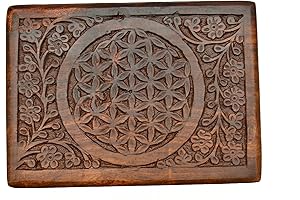 The Carved Wooden Box of the Flower of Life: Intricate Geometric Design