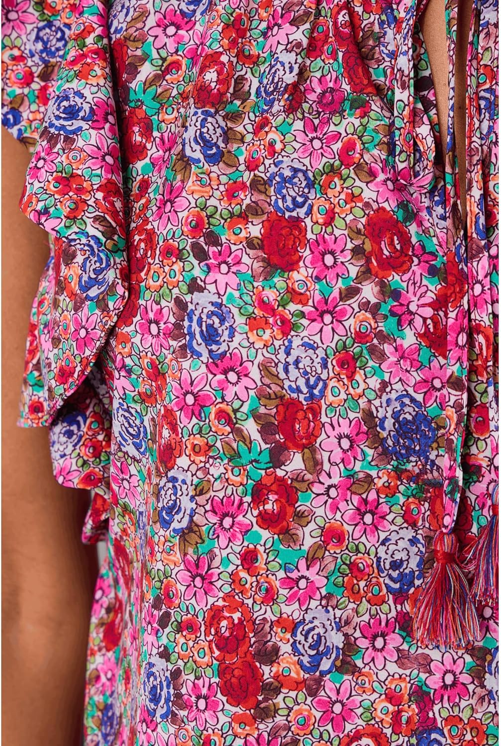Liverpool Los Angeles Flutter Sleeve Peplum Woven Top with Ties