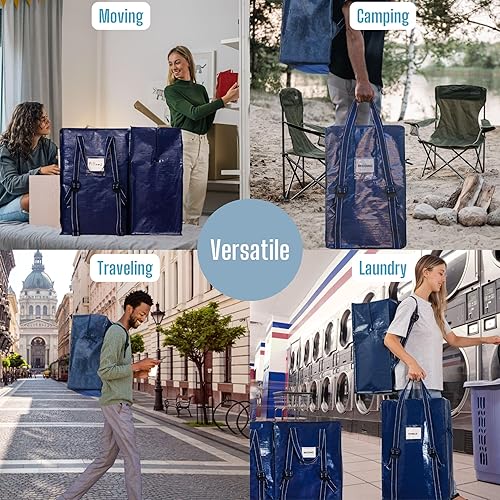 Miniatura 6 de VENO Paquete de 2 bolsas de mudanza con correas ajustables para mochila, cajas de mudanza y contenedores de almacenamiento alternativos, suministros