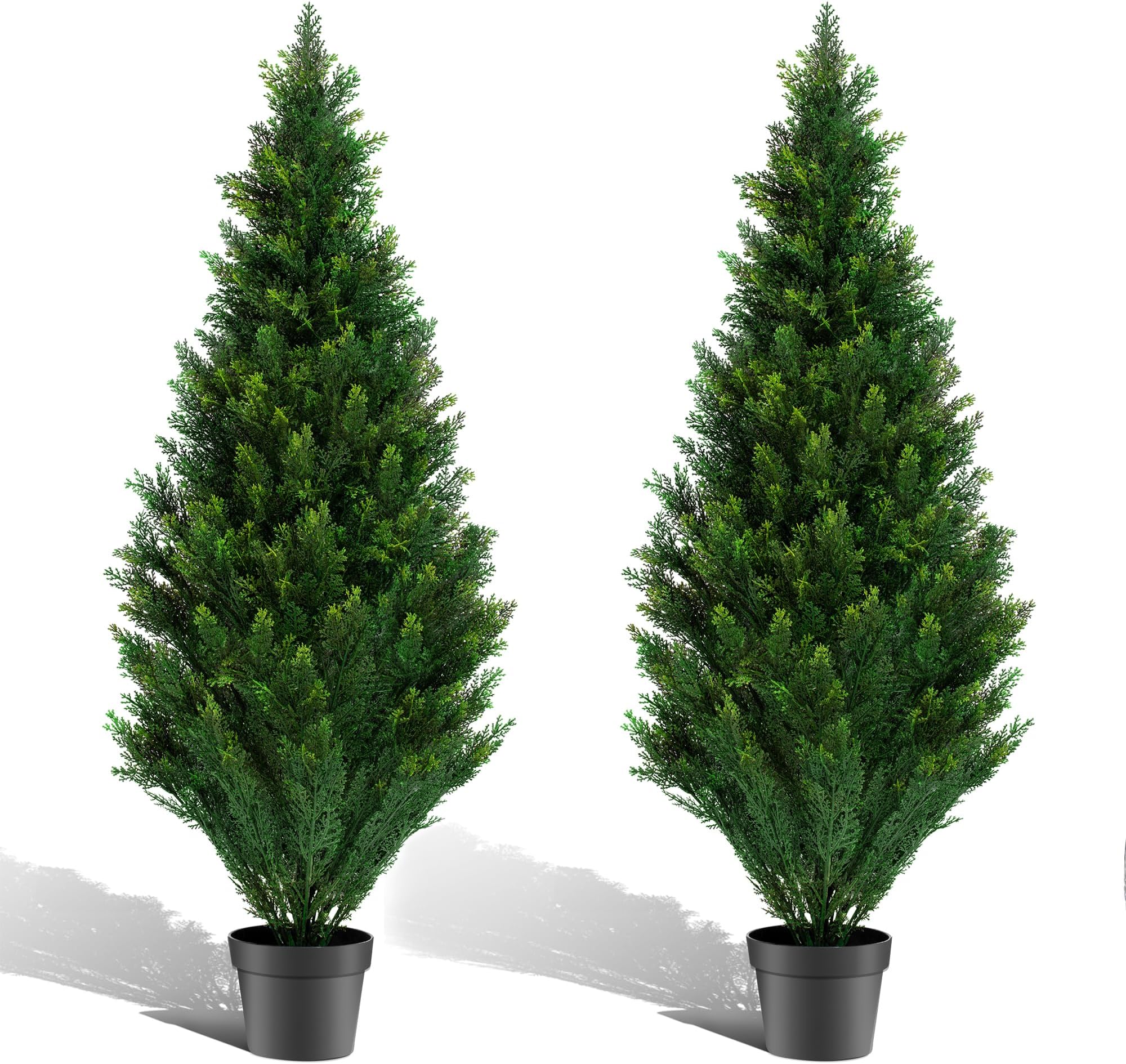 6ft(72”) Artificial Cedar Topiary Tree Potted Plants UV Resistant Leaves Outdoor