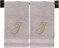Vista 16 de Toallas de mano beige para baño, monogramadas, toallas turcas de algodón de lujo, bordadas en Estados Unidos, juego de 2, elige el color y la letra