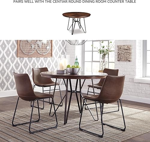 Miniatura 6 de Signature Design by Ashley - Juego de 2 sillas de cubo para comedor Centiar, estilo de mediados de siglo, color negro y marrón