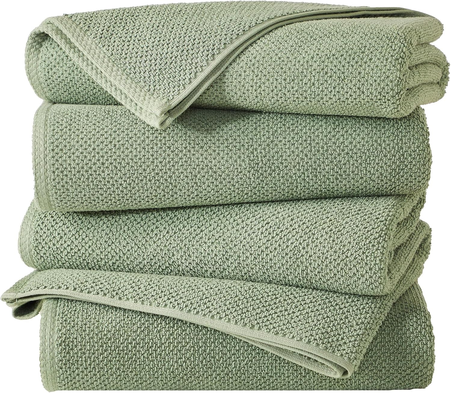Great Bay Home 100% Cotton 4 Pack 54x27 Bath Towel Set - Absorbent, Quick-Drying, Durable Towels for Bathroom Decor - Low-Twist, Two-Ply Fibers (Eucalyptus)