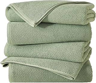 100% Cotton 4 Pack 54x27 Bath Towel Set - Absorbent, Quick-Drying, Durable Towels for Bathroom Decor - Low-Twist, Two-Ply Fibers (Eucalyptus)