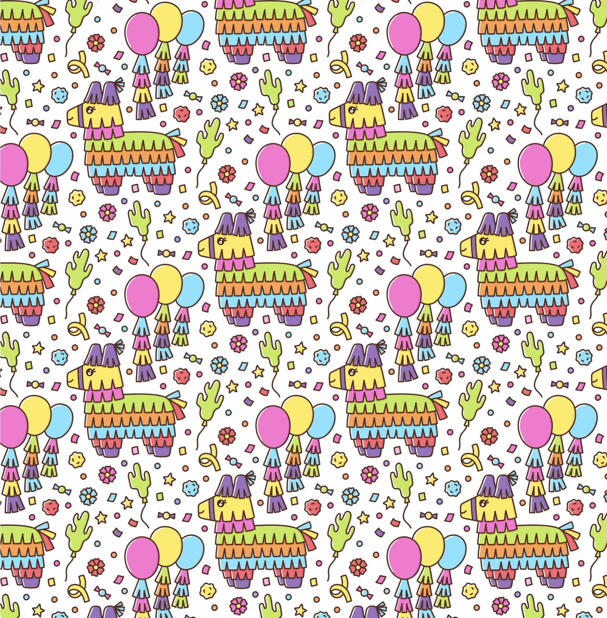Fiesta Wrapping Paper Birthday Gift Wrap - Folded Flat 30 x 20 Inch - 3 Sheets