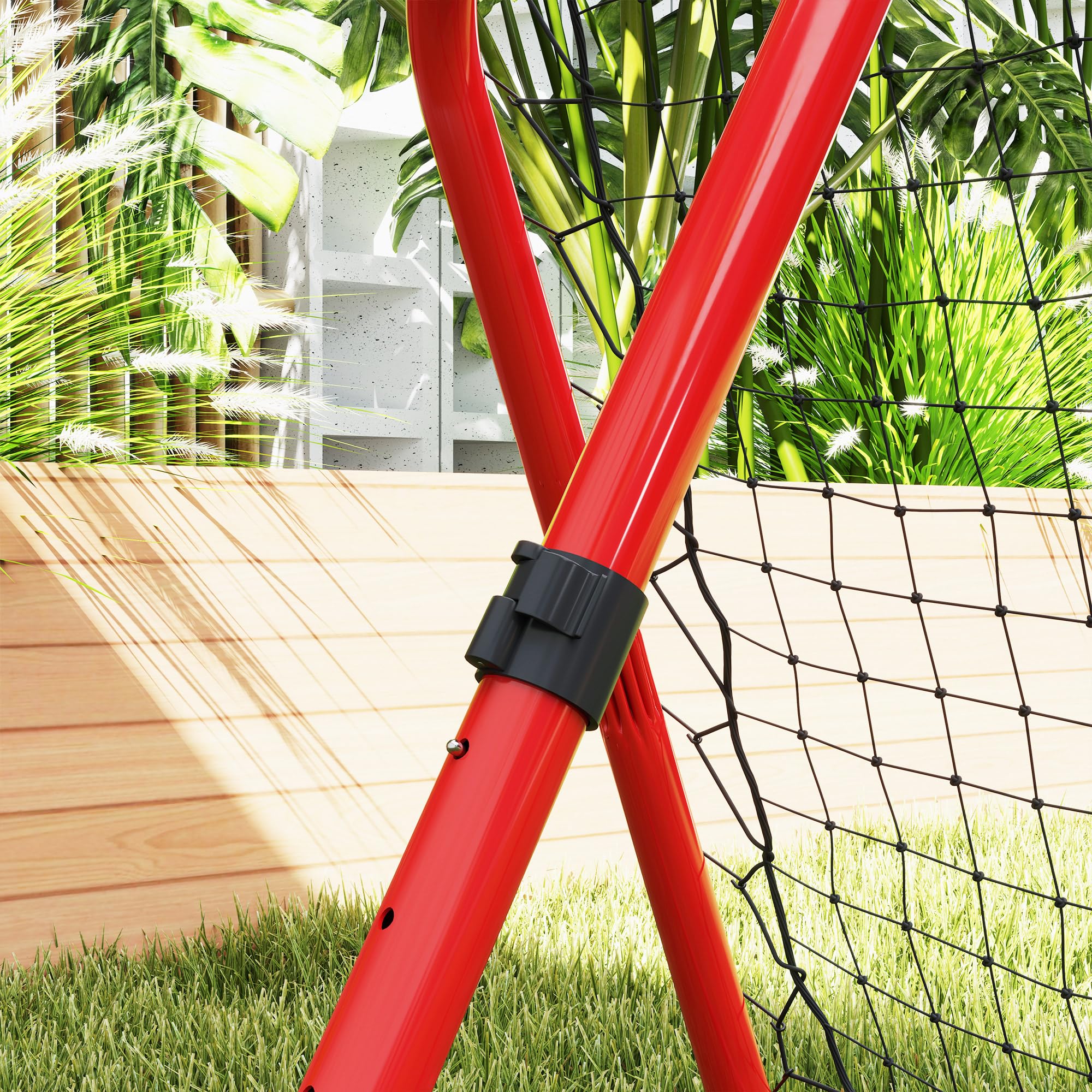 HOMCOM Rebounder de fútbol de 78 x 84 cm con estacas, Ajustable en 5 Niveles, portería de Kickback portátil, portería de fútbol para Adolescentes, Accesorios de Entrenamiento de fútbol para