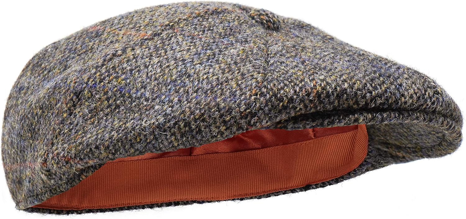 Borges & Scott Dingwall 8 Piece Flat Cap - 100% Handwoven Wool - Harris Tweed - Water Resistant