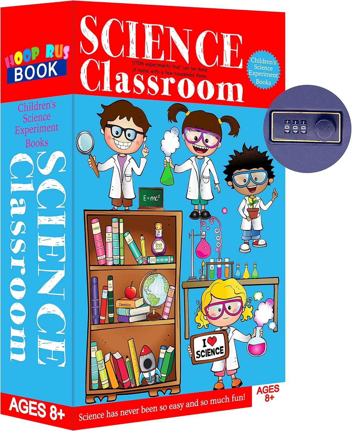 Science Classroom Real Pages Book Safe with Combination Lock,Money Safe
