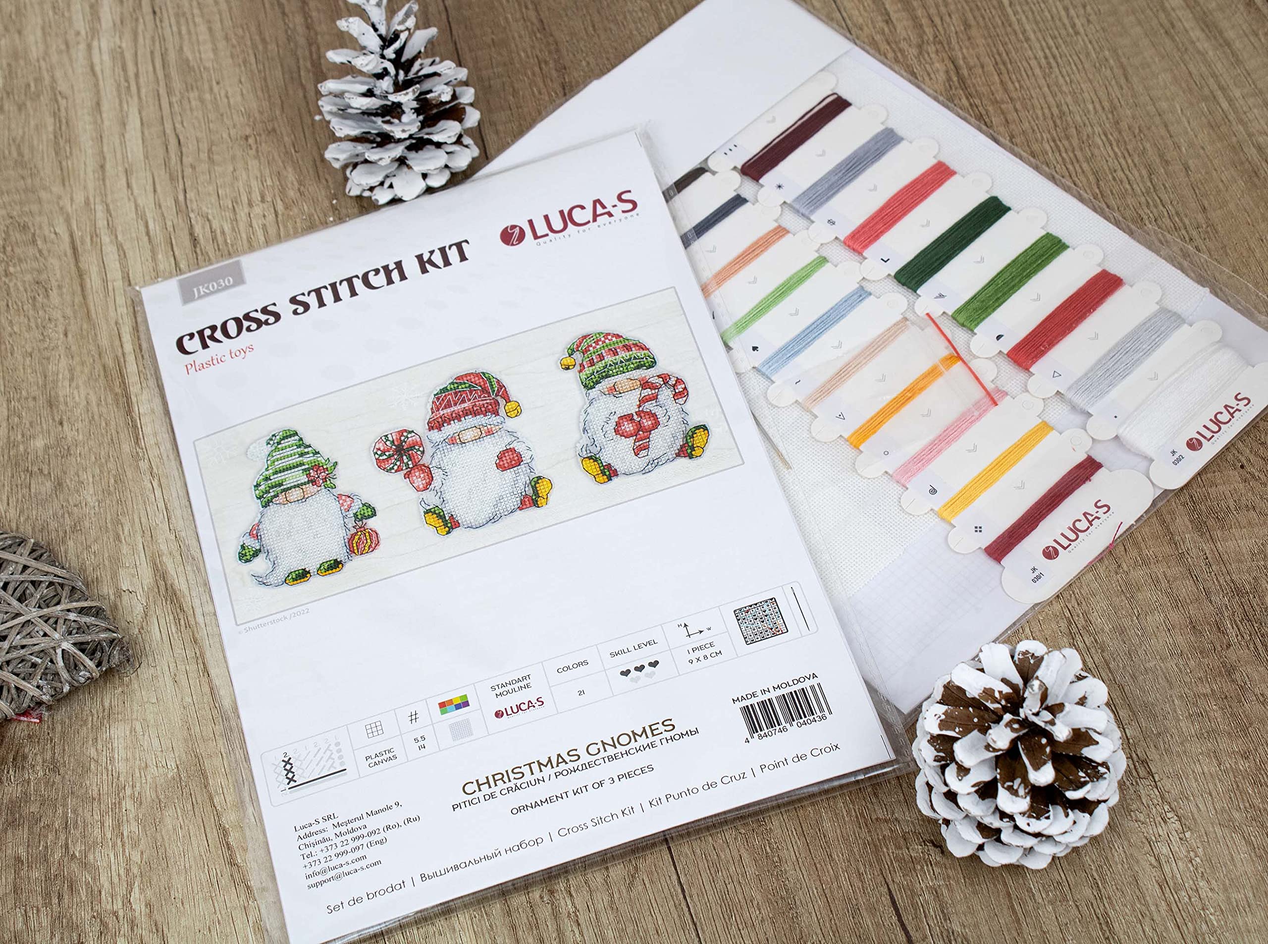 LUCA-S QUALITY FOR EVERYONE Toys Cross Stitch Kits - Christmas Gnomes JK030, White, zzzz-s - Image 2
