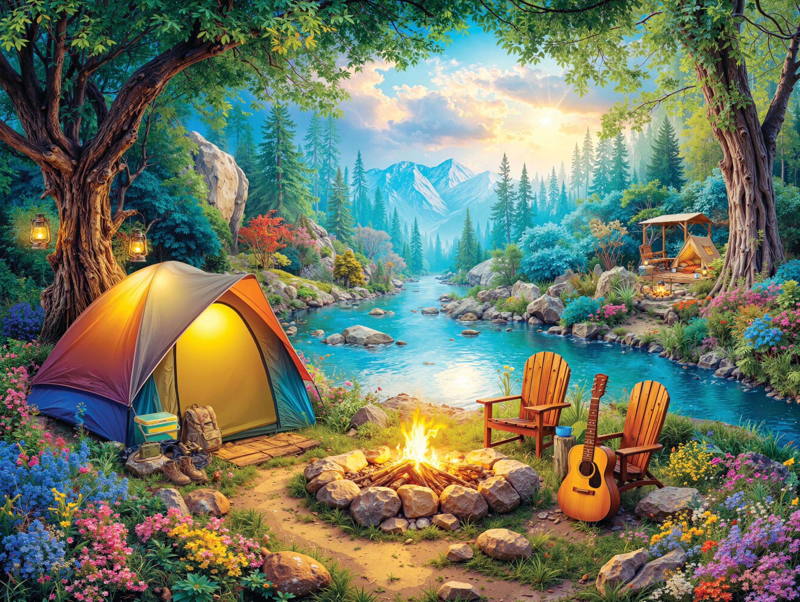 Adult Jigsaw Puzzle 1000 Piece Camping Scene