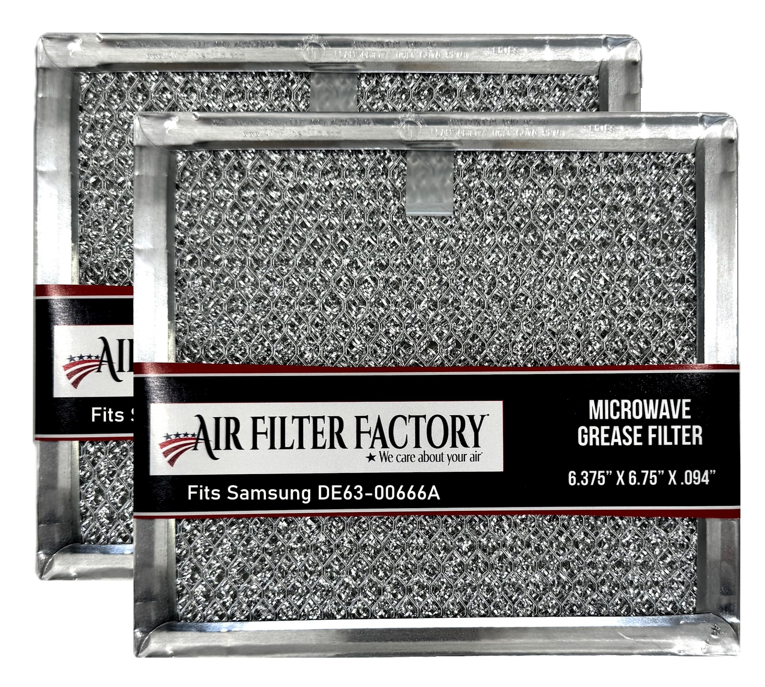 Air Filter Factory Microwave Filter 6.75" X 6.34" DE63-00666A Replacement For Samsung Over The Range Kitchen Oven Vent Grease Screen Fits AP5306190 2-Pack