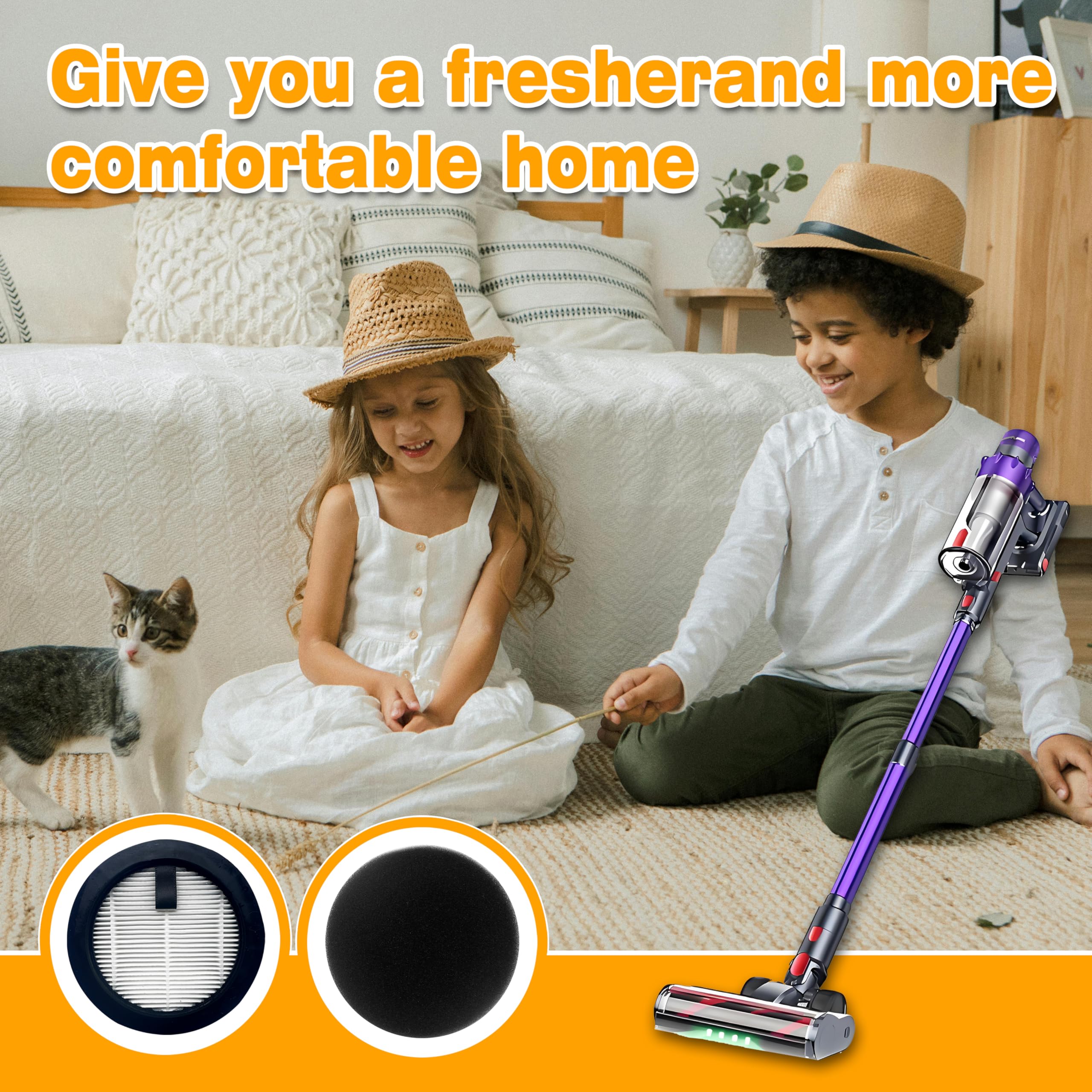 Washable & Reusable Vacuum Cleaner Filter 4-Pack - Compatible with SMOTURE VAC01/VAC02/VC70 & ozeeco EC01 Cordless Vacuums — view 8