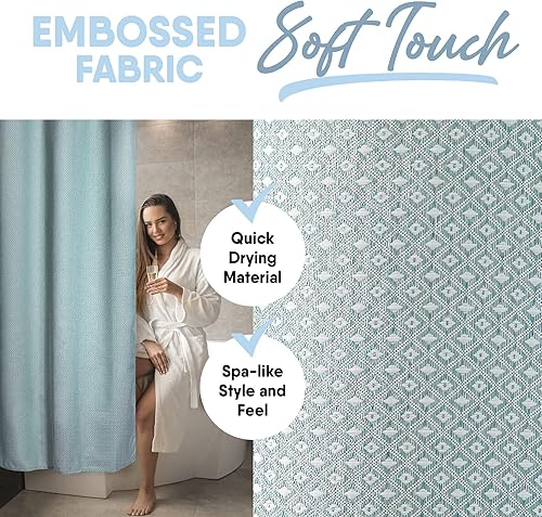 Miniatura 2 de MICRODRY Cortina de ducha de tela texturizada de lujo, calidad superior, lujo, baño, 72 x 72 pulgadas, acuífero