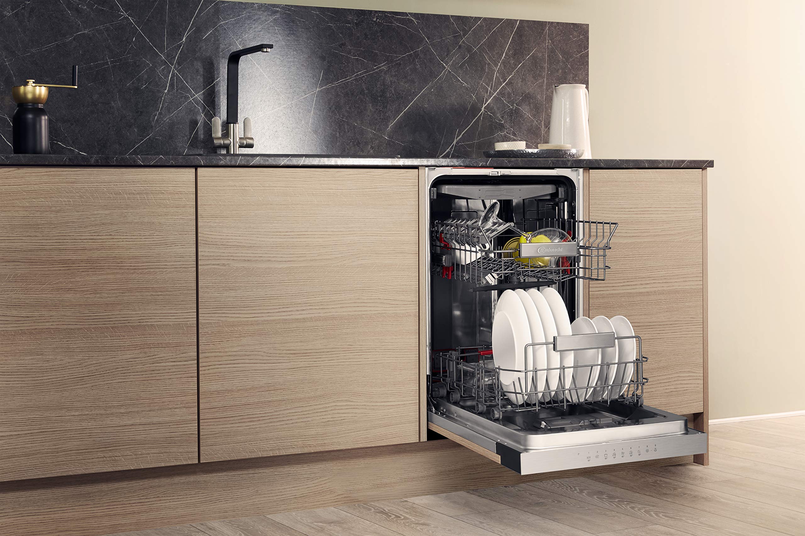 Bauknecht BSBO 3O35 PF X zintegrowana zmywarka do naczyń/szerokość 45 cm/PowerClean/ActiveDry/Program higieniczny/pełna ochrona przed wodą/szuflada na sztućce/zabezpieczenie przed dziećmi, ze
