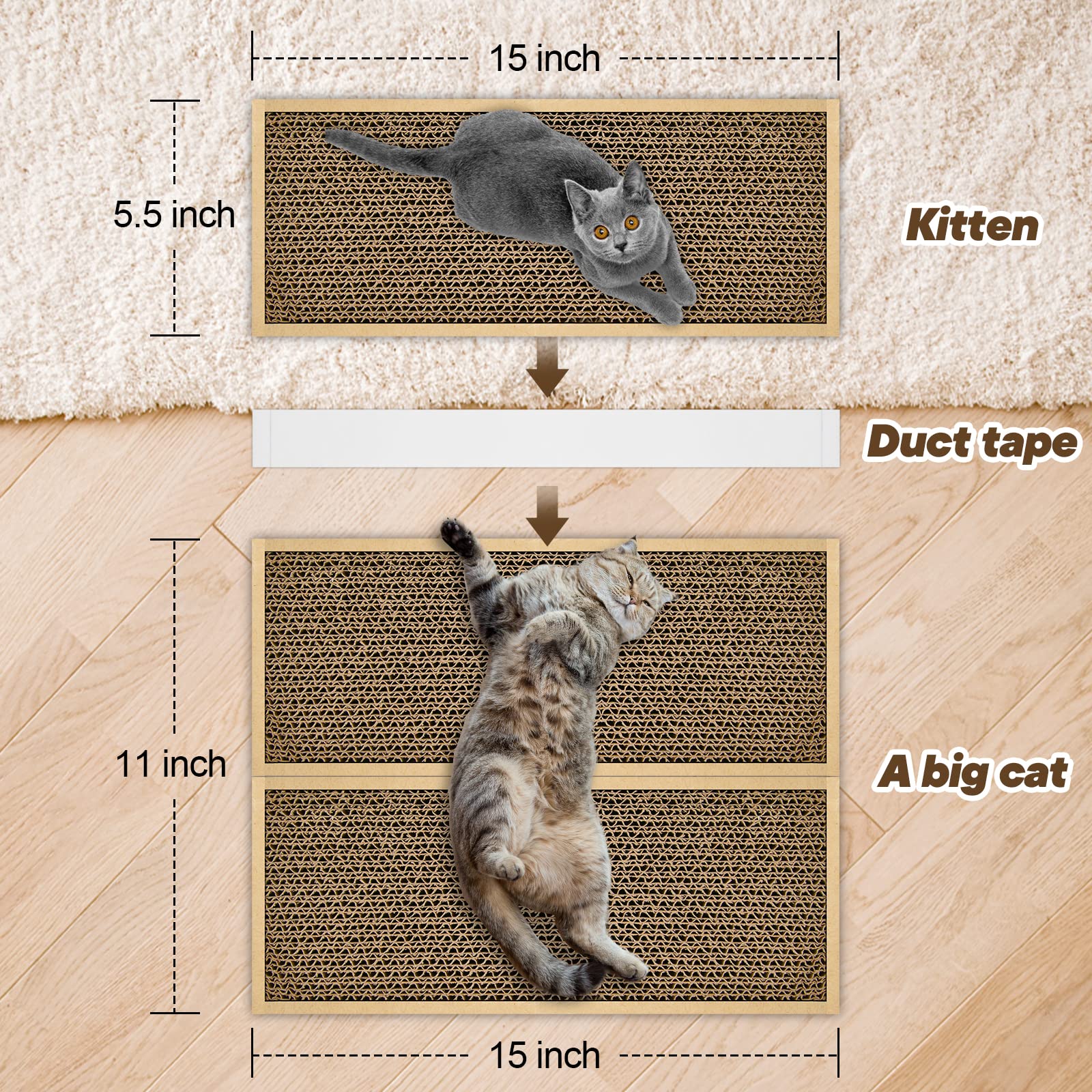 Almohadilla para rascar gatos: rascador de cartón, poste rascador para gatos, diseño de doble cara para doble vida, arañazos premium, adecuado para que los gatos descansen, moler garras y jugar,
