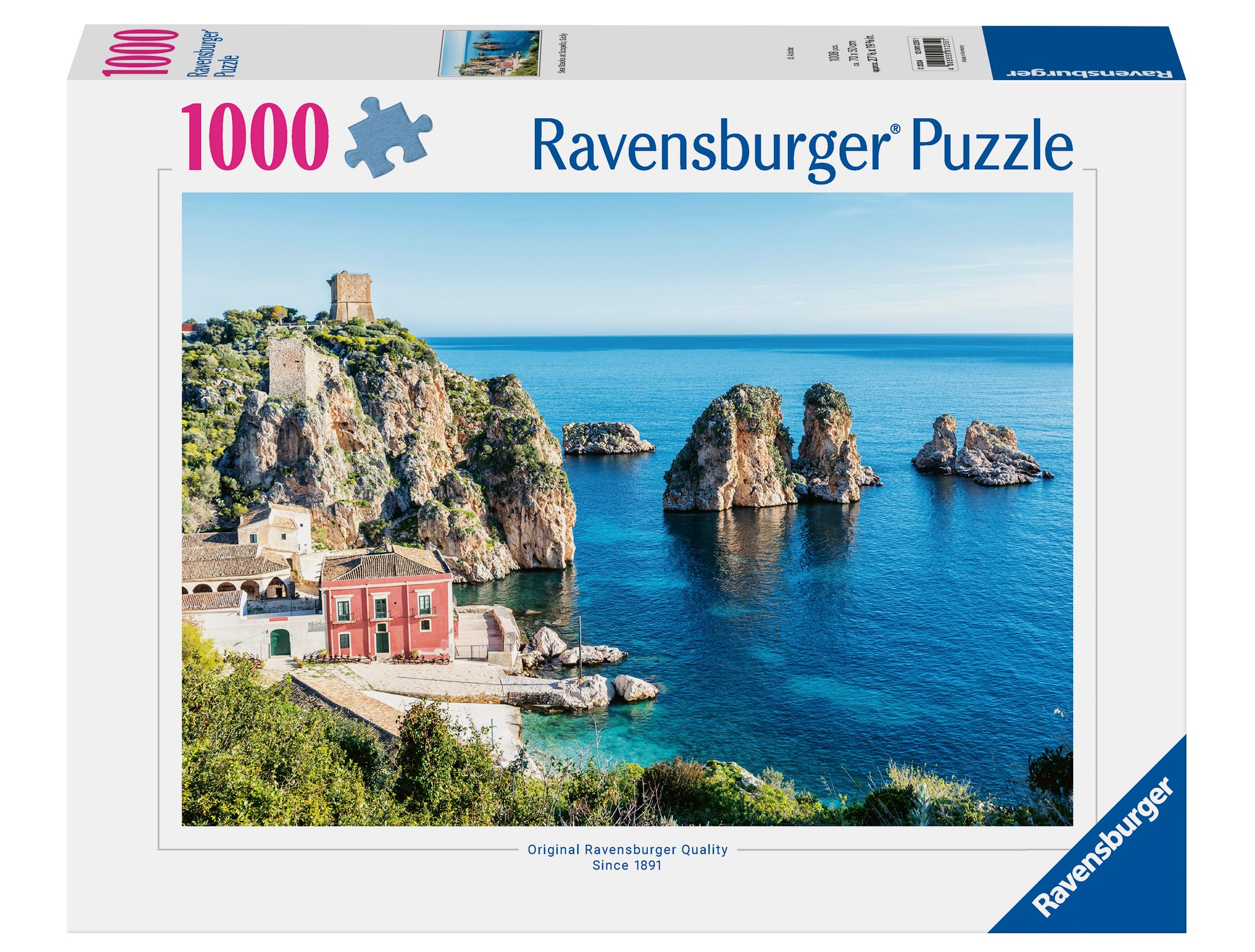 Ravensburger - Puzzle 1000 Pezzi Faraglioni Di Scopello, Sicilia​ | Puzzle 1000 Pezzi Paesaggi Con Una Misura Di 70x50 Cm | Regalo Per Adulti E Bambini Da 14 Anni E Più
