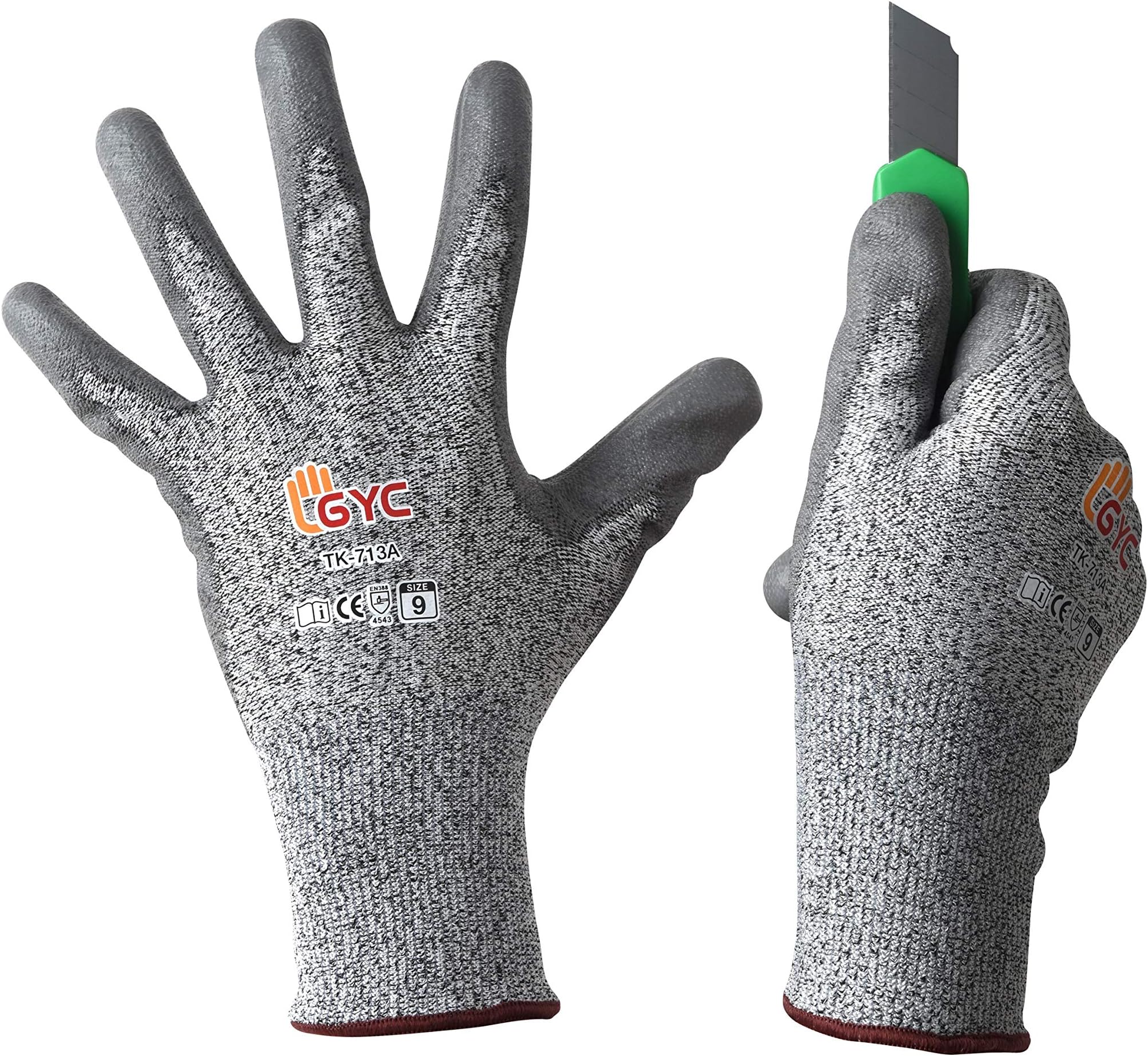 GYC Gloves, Cut Resistant Gloves Safety Work Gloves - Level 5 Cut Protection, 1 Pair - High Performance Dexterity & Breathability, Comfortable (TK-713A / SIZE 10 - Extra Large, 1 Pair)