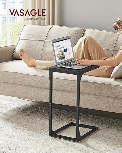 Miniatura 4 de VASAGLE Mesa auxiliar en forma de C, mesa auxiliar pequeña para sofá, mesa de sofá con marco de metal para sala de estar, dormitorio, mesita de