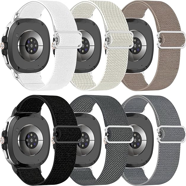 6 Pack Stretchy Braided Bands Compatible With Samsung Galaxy Watch 8 40mm 44mm/Galaxy Watch 8 Classic 46mm,Elastic Nylon Sports Strap,For Both Men And Women