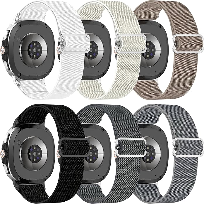 6 Pack Stretchy Braided Bands Compatible With Samsung Galaxy Watch 8 40mm 44mm/Galaxy Watch 8 Classic 46mm,Elastic Nylon Sports Strap,For Both Men And Women
