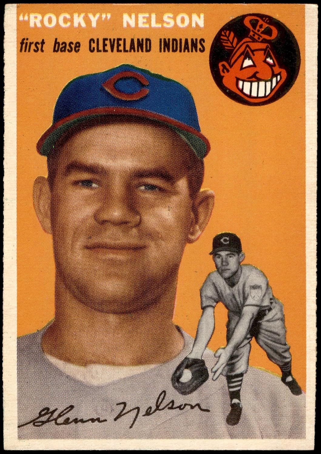 1954 Topps #199 Rocky Nelson Cleveland Indians (Baseball Card) EX+ Indians