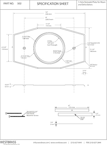 Miniatura 2 de Westbrass A502-62 Placa de cubierta de remodelación de un agujero para válvulas de bañera y ducha Moen y Delta, negro mate