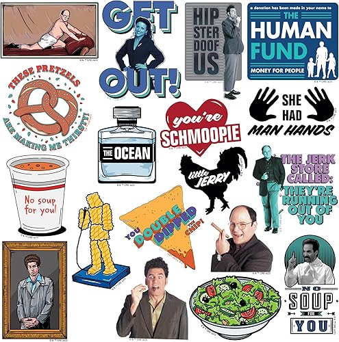 Miniatura 3 de Seinfeld Paquete variado de calcomanías de vinilo grandes de lujo, para laptop, botella de agua, álbumes de recortes, tableta, patineta,