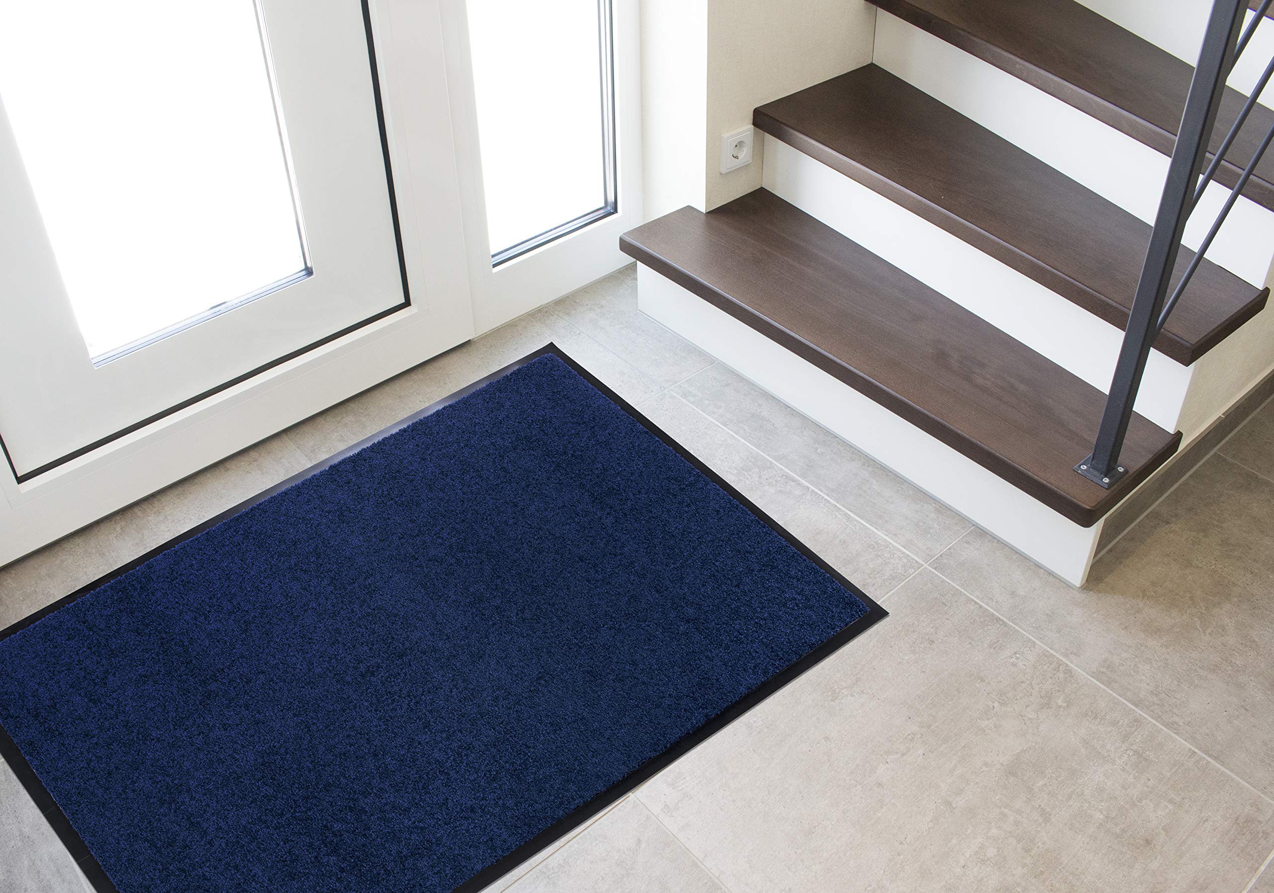 Andiamo Entrée intérieur/extérieur - Antidérapant Lavable Paillasson Polyamide, bleu foncé, 120 x 180 cm