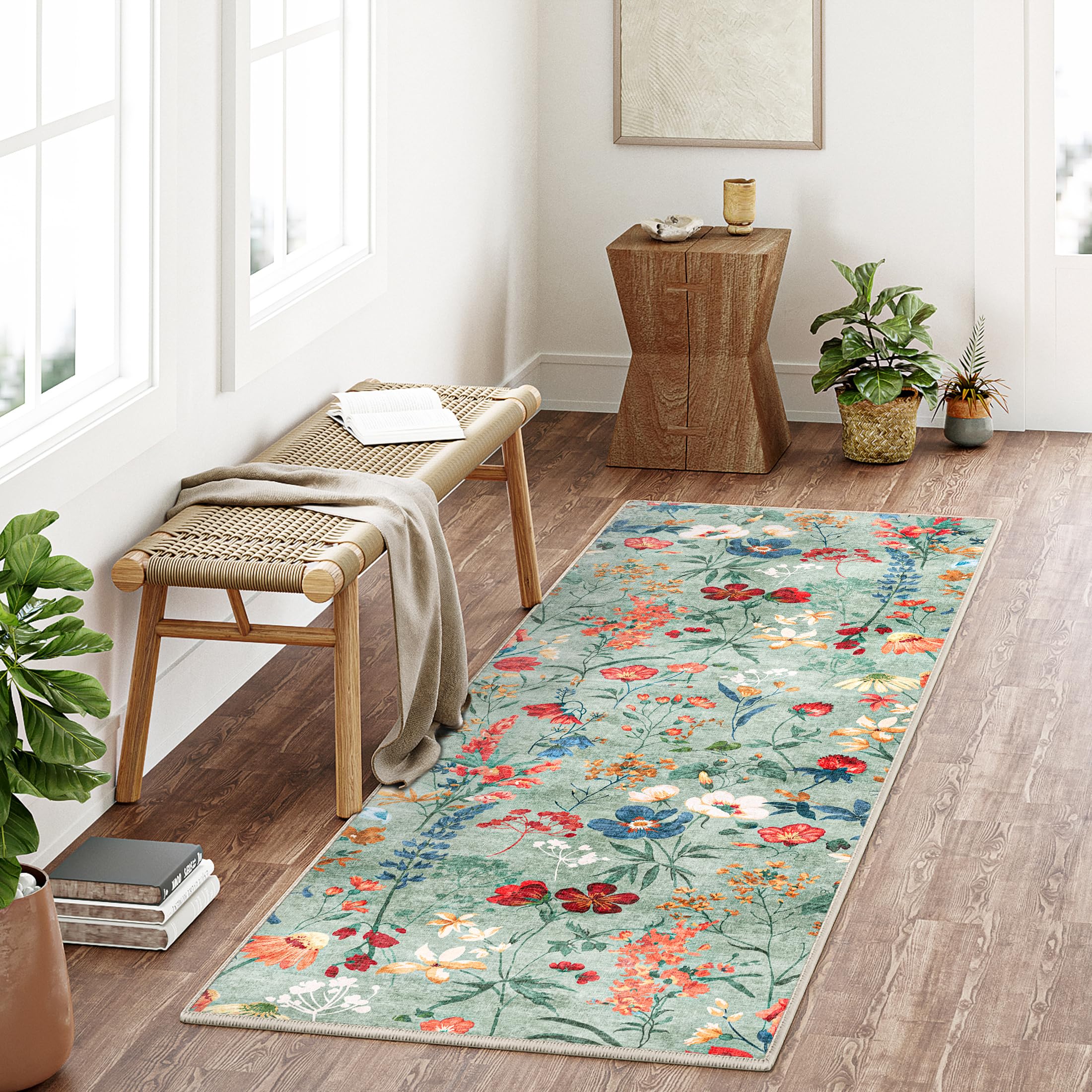 hal-loper, donkerblauw 60×180cm, vogels keuken tapijt loper