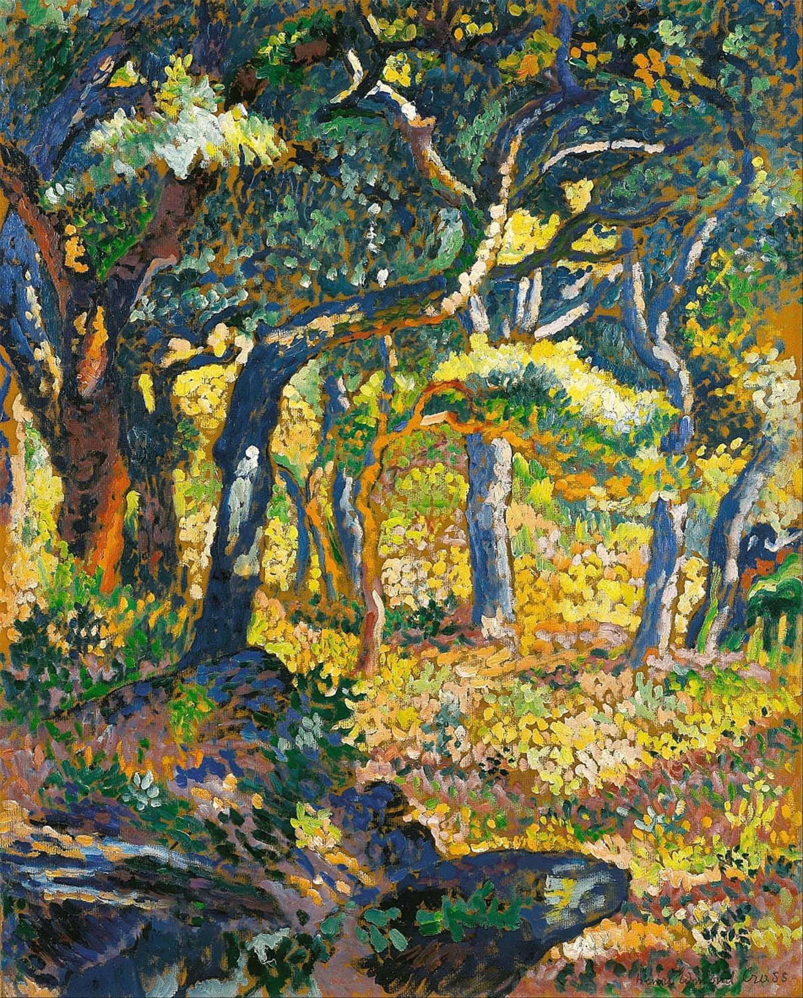 POSTERIIk Famous Modern Artwork Art Mural Une Clairière En Provence by Henri Edmond Cross Oil Paintings Pictures for Home Decor 60x90cm