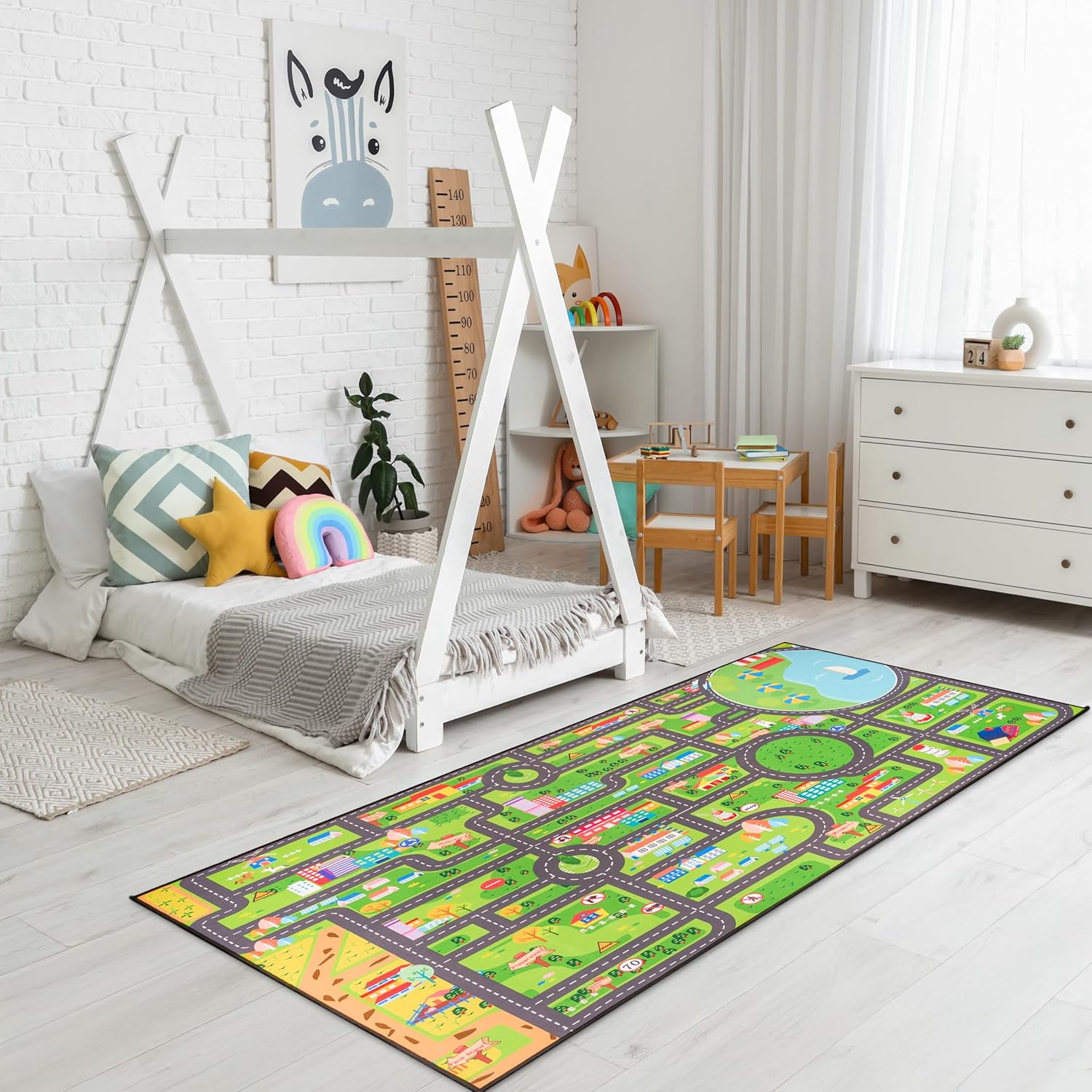 Sorbus Car Mat - City Road Washable Rug for Kids, Car Carpet, Floor Play Mats, Easy to Clean Washable Rugs for Safe and Fun Travel (Large)