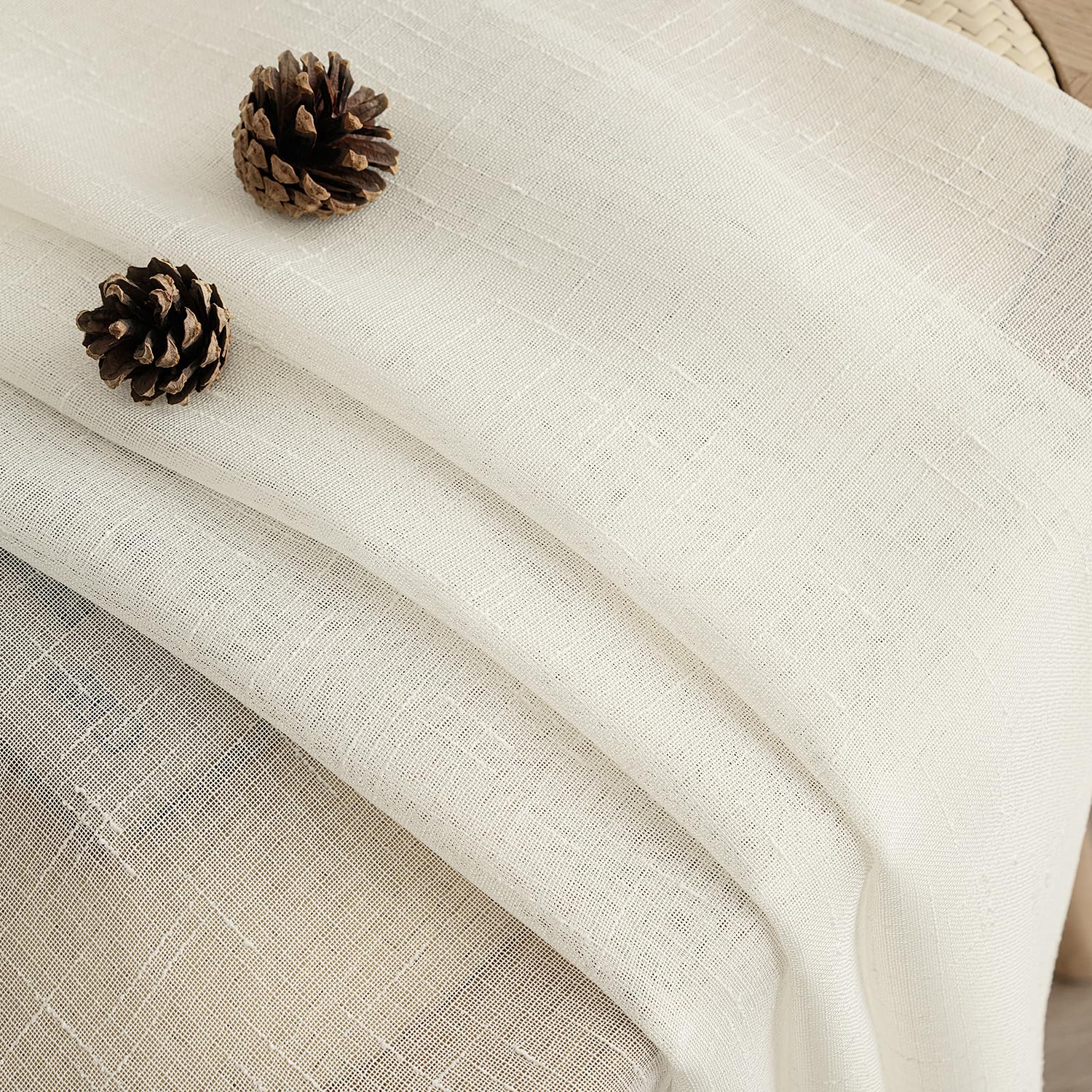 MIULEE Tende Trasparenti Tende per Interni con Nastro Arricciato 2 Pannelli per Finestre Camera da letto Soggiorno Casa Moderna 140X280 CM Bianco Latte