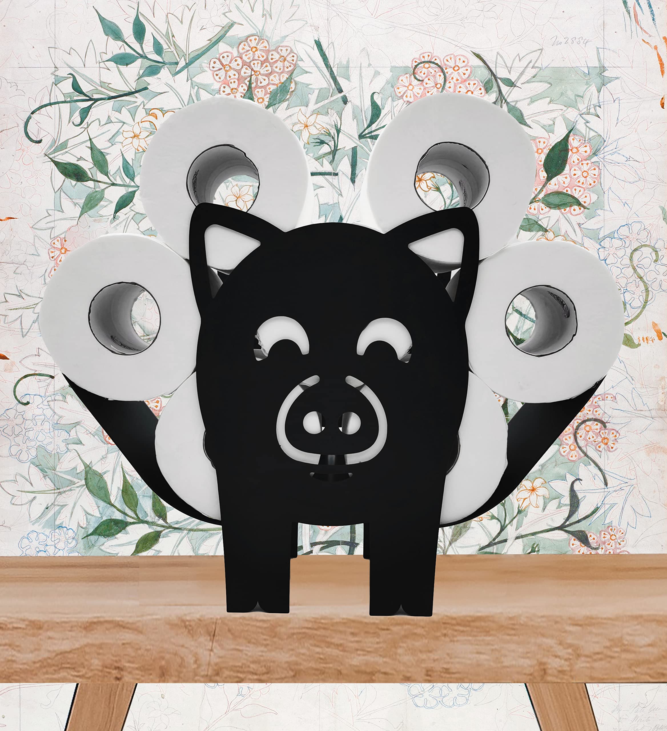 Black Pig Metal Toilet Tissue Holder,Animal Paper