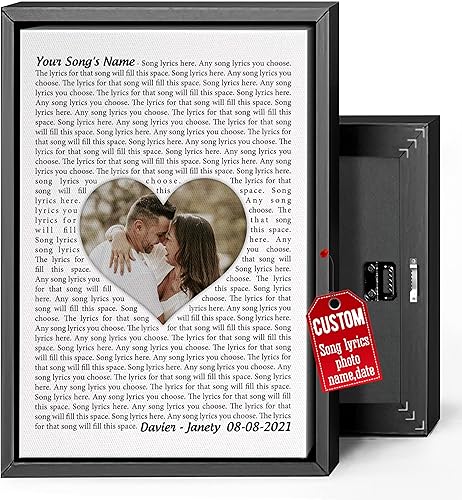 Vista 64 de H-DEWALL Letras de canciones personalizadas con marco, arte de pared musical personalizado para él, decoración sentimental y regalo inspirador