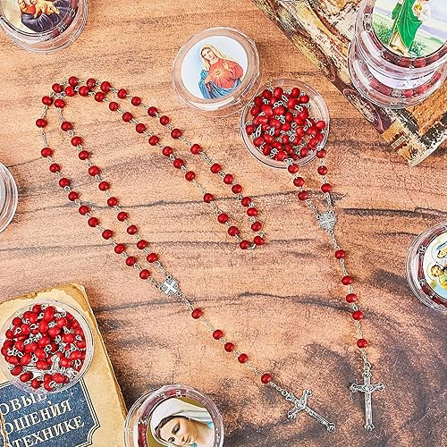 Miniatura 4 de 24 collares de rosarios católicos perfumados con rosas de madera, collar de rosario religioso, rosario religioso, cruz de Jesús, regalos católicos,