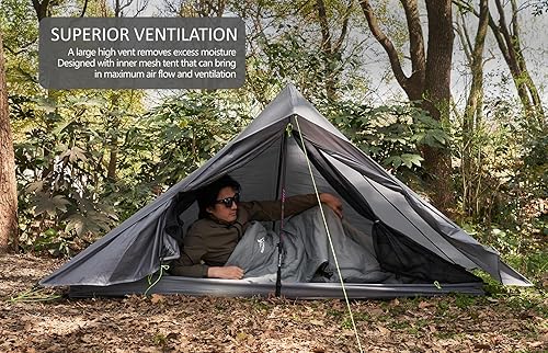Miniatura 5 de Altair One - Tienda de campaña de senderismo ultraligera, nailon SIL impermeable, doble pared, 3 estaciones, refugio para 1 persona para mochileros,