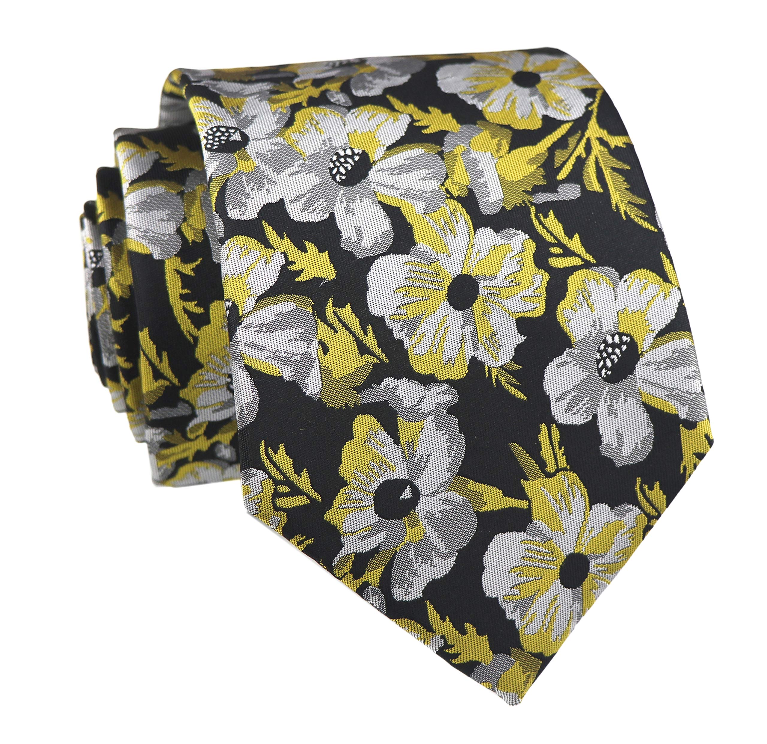 Elfeves Men's Tie Cravat Jacquard Luxury Small Floral Pattern Wedding Necktie