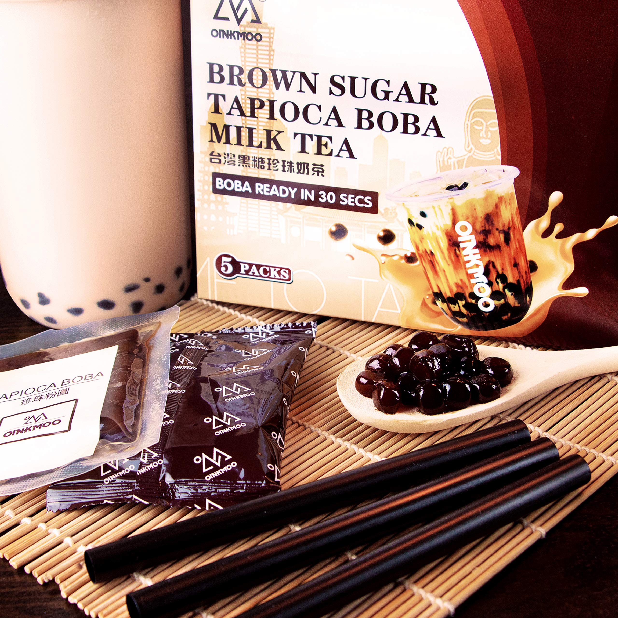 Oinkmoo Brown Sugar Tapioca Boba Milk Tea 5 Pack Authentic Taiwanese