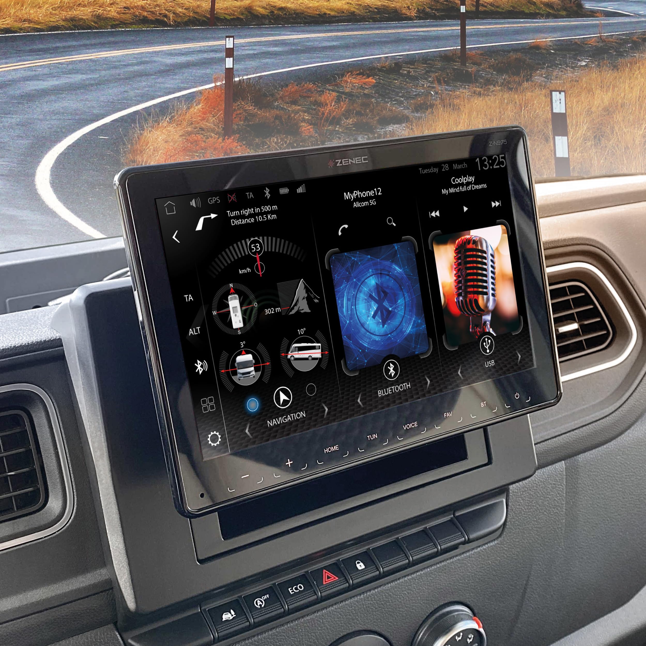 ZENEC Z-N975 – radio samochodowe 1-DIN, system multimedialny z ekranem dotykowym 9"/22,9 cm, centrum multimedialne z DAB+, bezprzewodowym systemem Android Auto/Apple CarPlay, DAB+, USB, możliwość